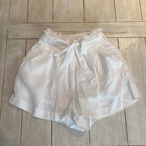 ASTR The Label White Linen Blend Shorts Fringe Small